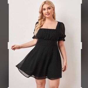 SHEIN Plus Square Neck Swiss Dot Dress Size 1XL